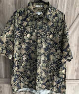 XL Via Veneto Cotton Tropical Button Down Shirt green black Cruise Casual - Image 1