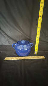 Vintage Bauer Cobalt Blue Bean Pot with Lid - Image 6