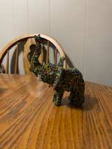 Handcrafted Beaded Wire Elephant Sculpture - Image 1
