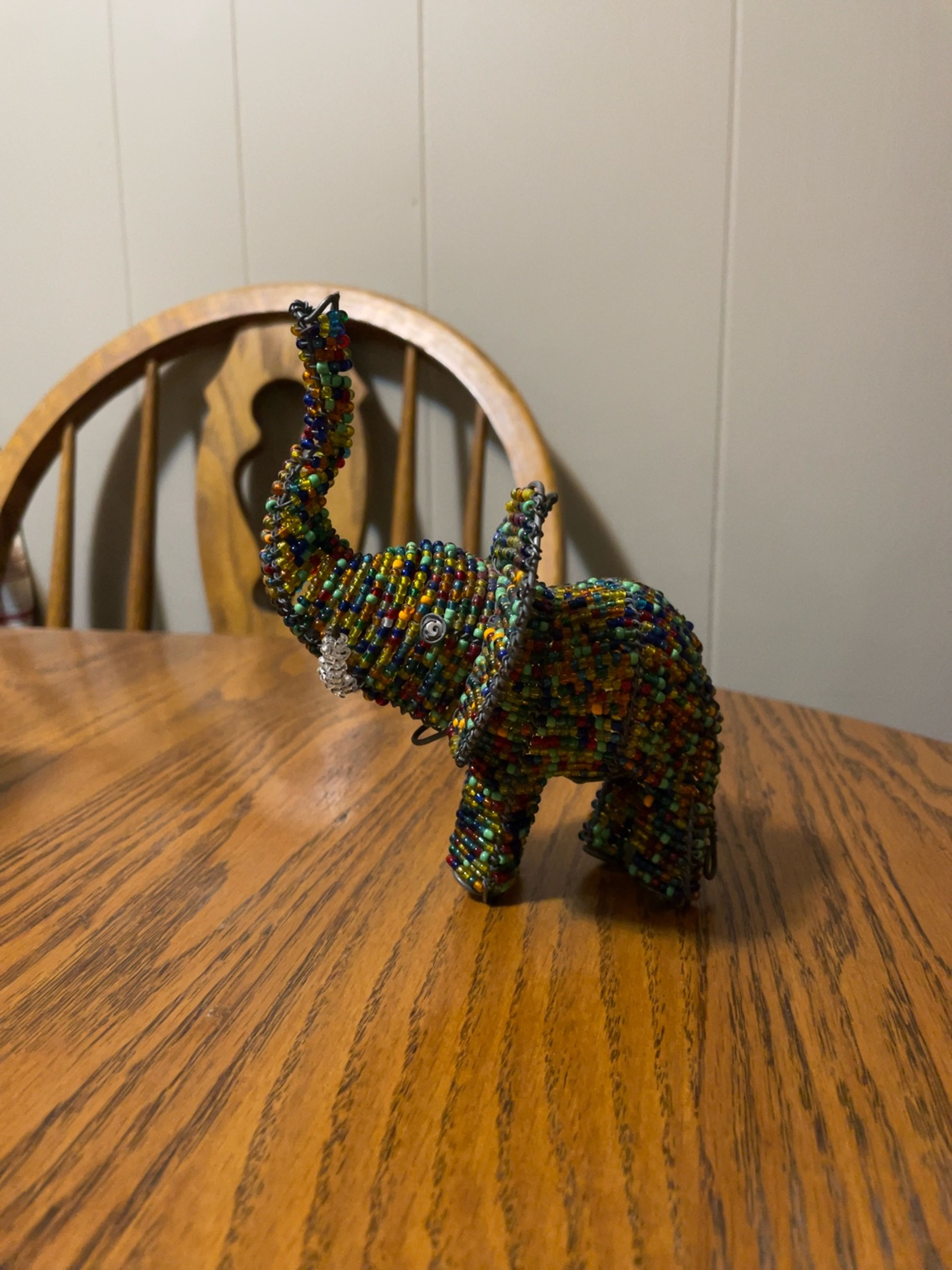 Handcrafted Beaded Wire Elephant Sculpture
