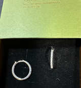 Sterling Silver CZ Pave Hoop Earrings - Image 1
