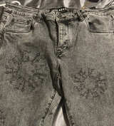 Valabasas Rhinestone Logo Grey Wash Jeans - Image 1
