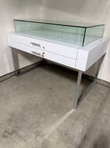 (Brand New) Modern Jewelry Display Case With Glass Top And Two Storage Drawers. - Image 1
