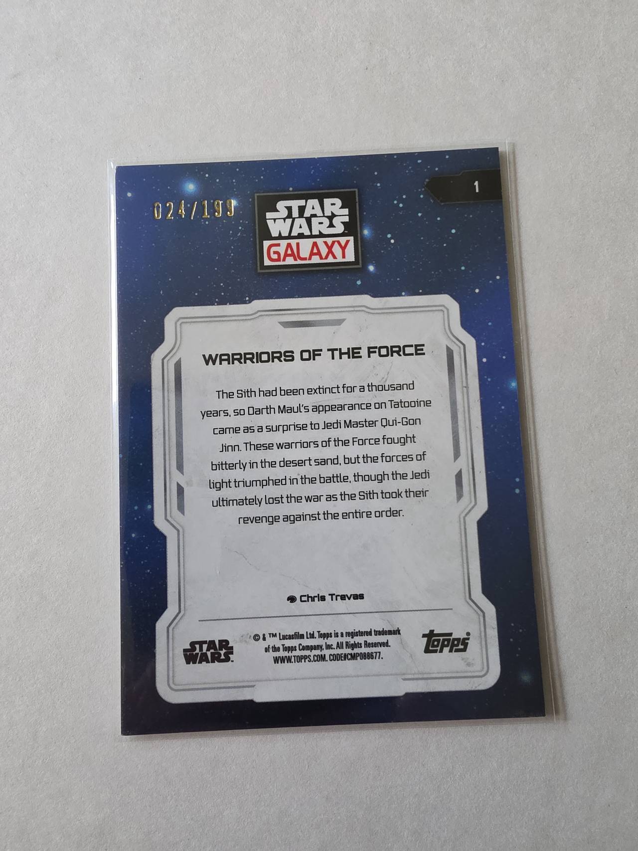 2018 Topps Star Wars Galaxy Warriors of the Force #1 /199 parallel ,refractor