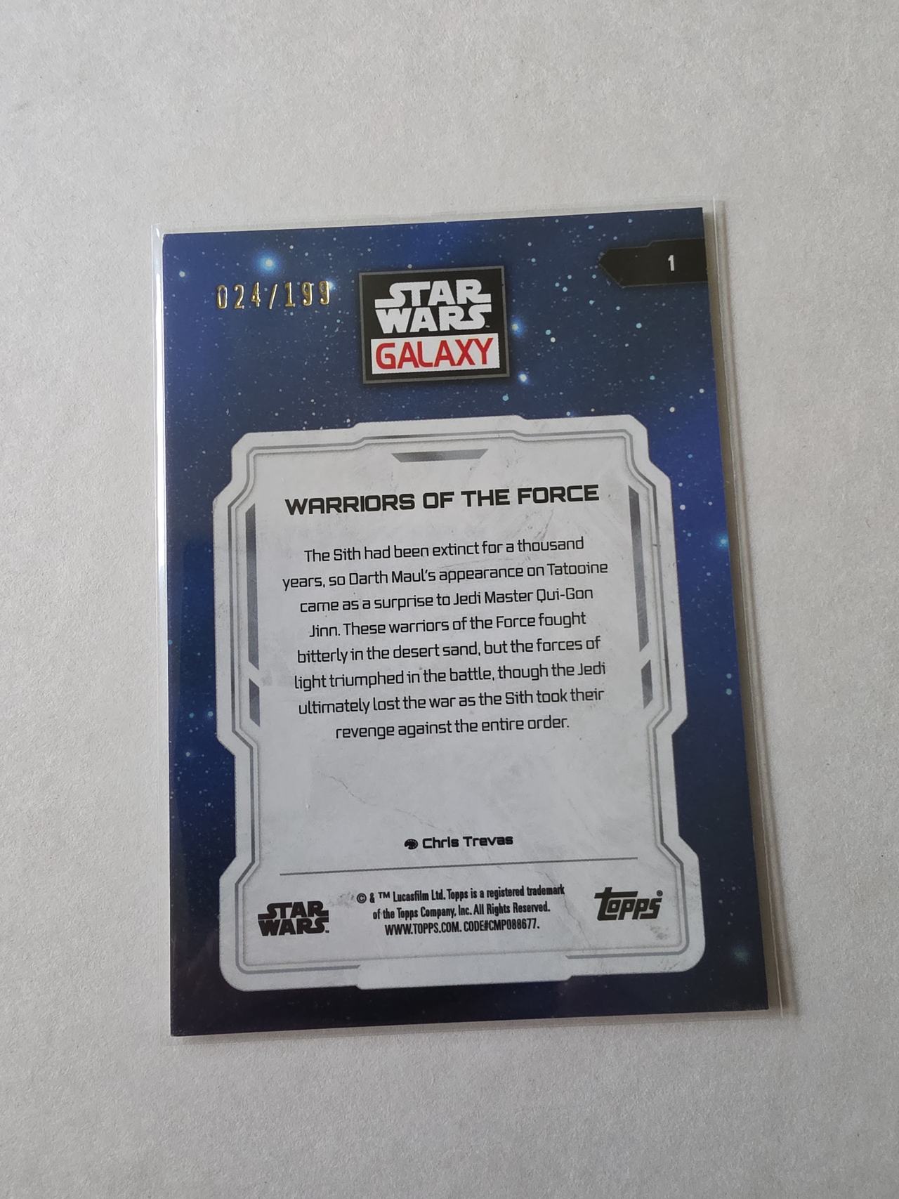 2018 Topps Star Wars Galaxy Warriors of the Force #1 /199 parallel ,refractor