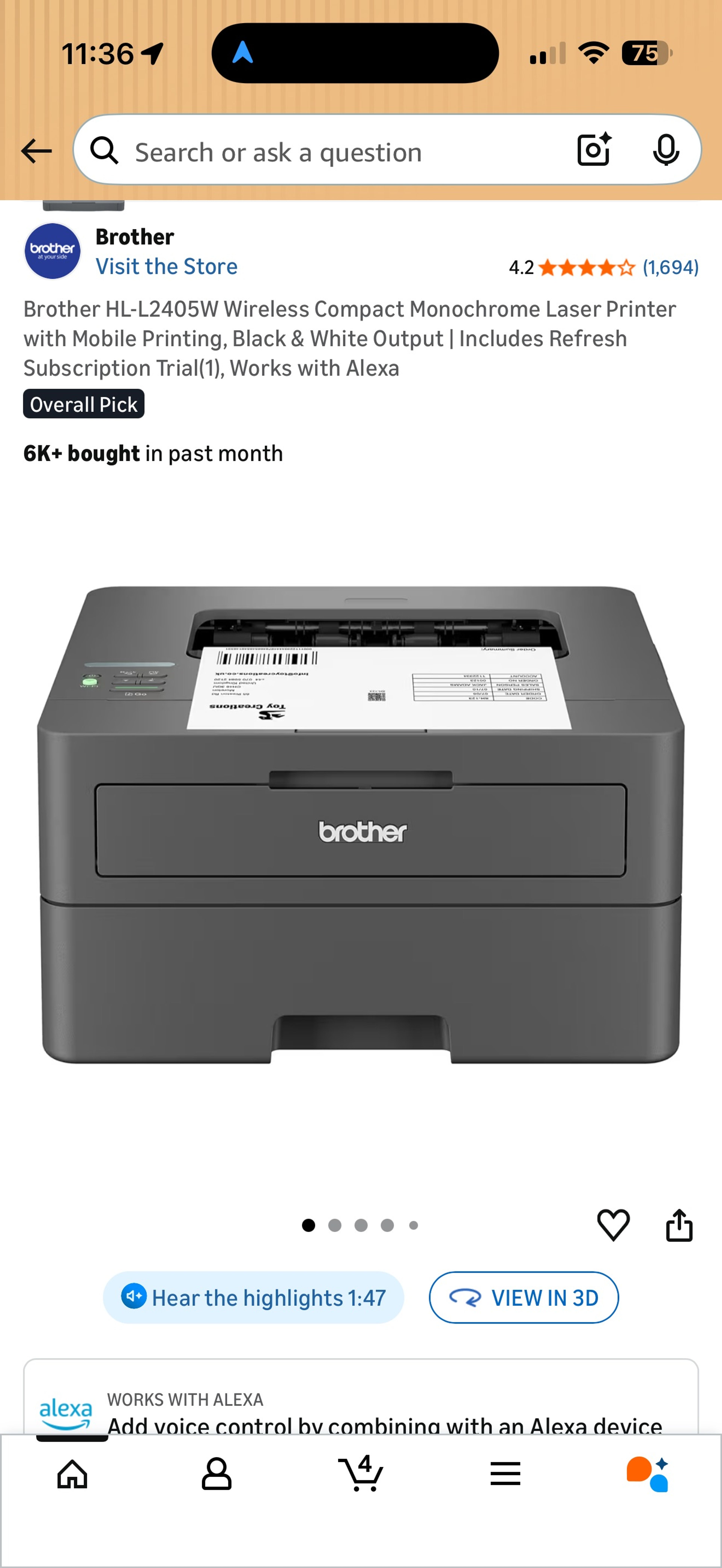 Brother HL-L2460DW Compact Monochrome Laser Printer - Image 3