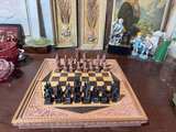 Vintage Hand-Carved Wooden Tribal Chess Set - Image 1
