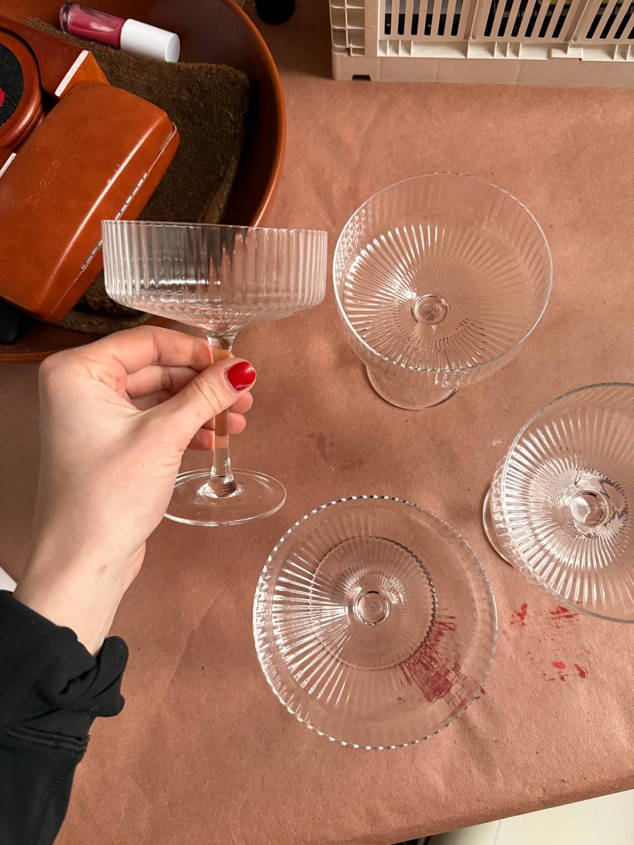 CB2 Ribbed Glass Cocktail Glasses Set