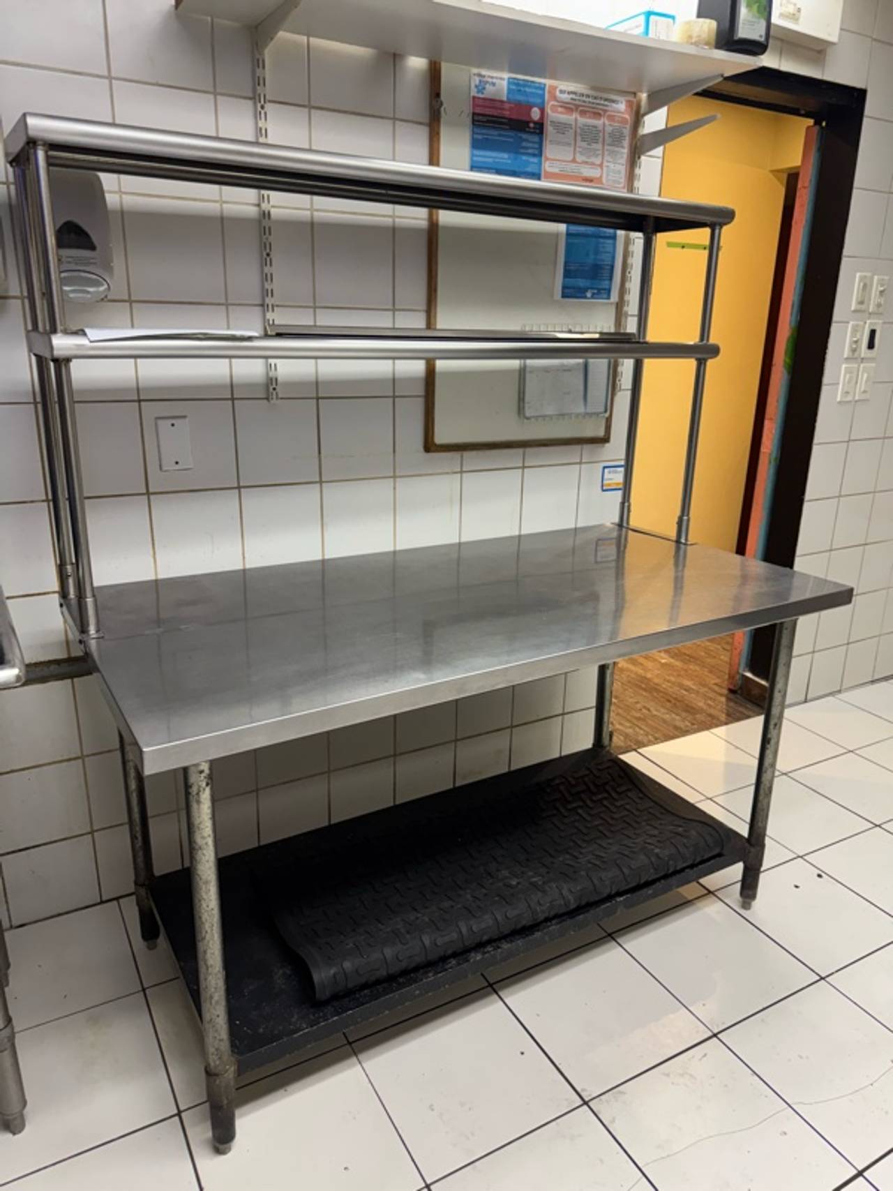 GRIDMANN Stainless Steel Kitchen Work Table with Double Tier Overshelf