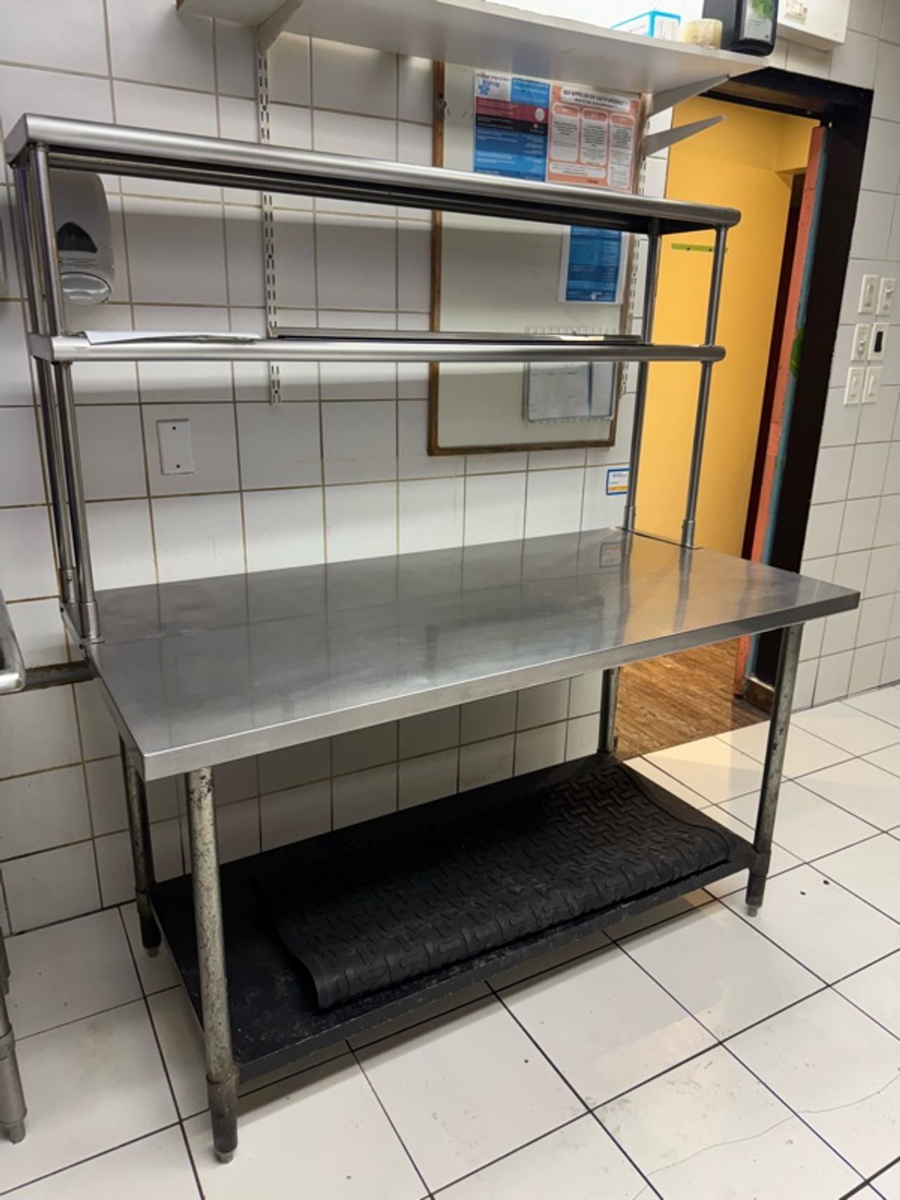 GRIDMANN Stainless Steel Kitchen Work Table with Double Tier Overshelf
