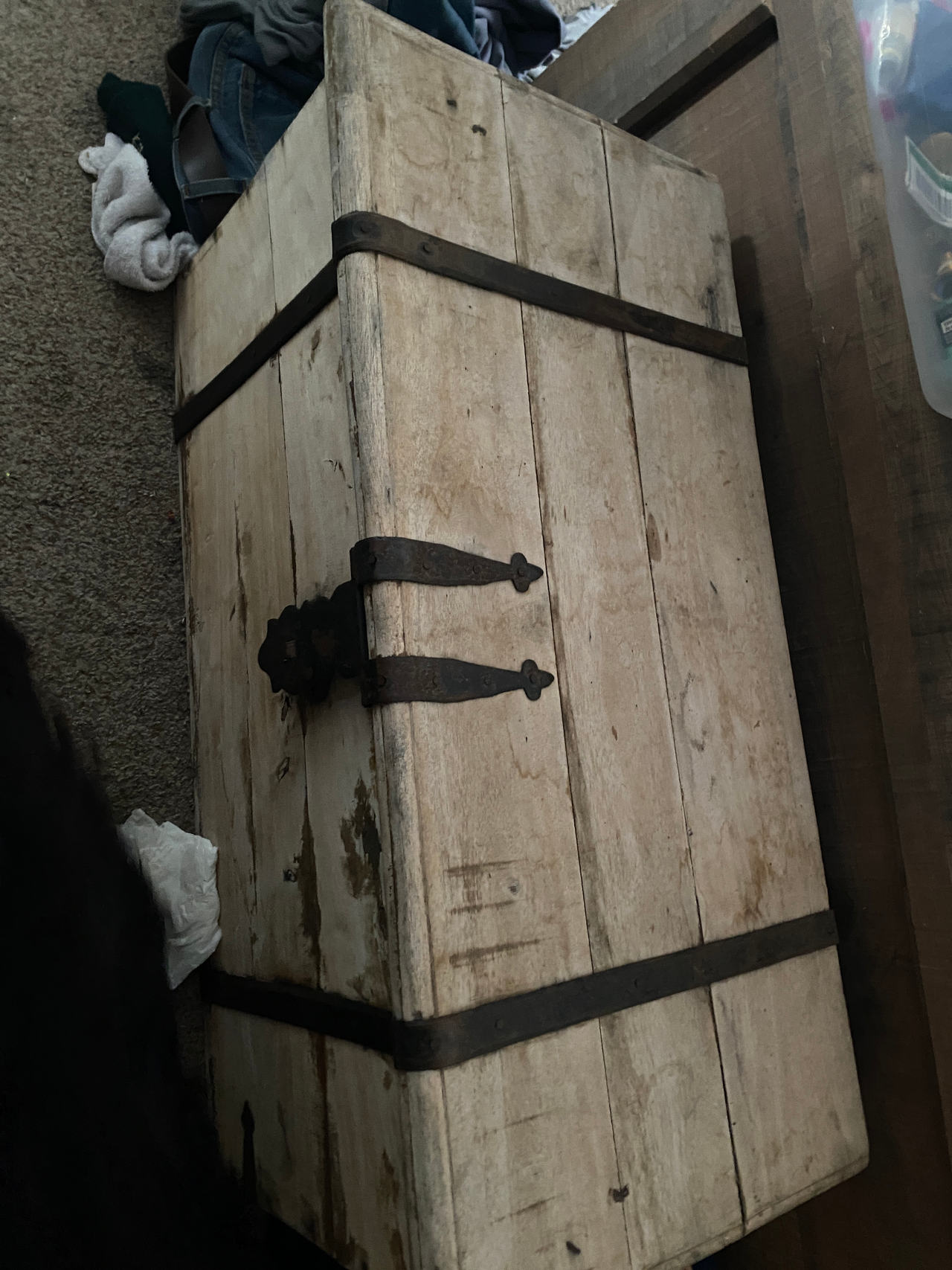 Antique Wooden Storage Trunk