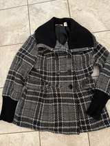 DKNY Wool Blend Coat Black & White Herringbone - Image 1