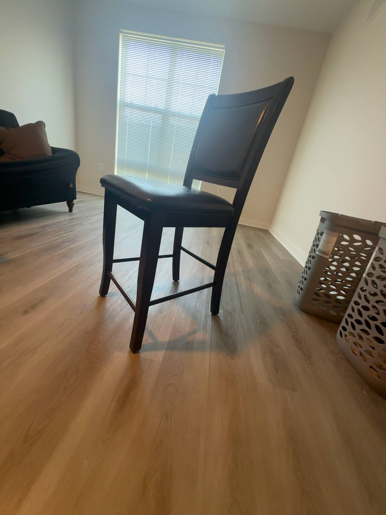 Counter Height Stools Set of 3 Espresso & Black Fabric