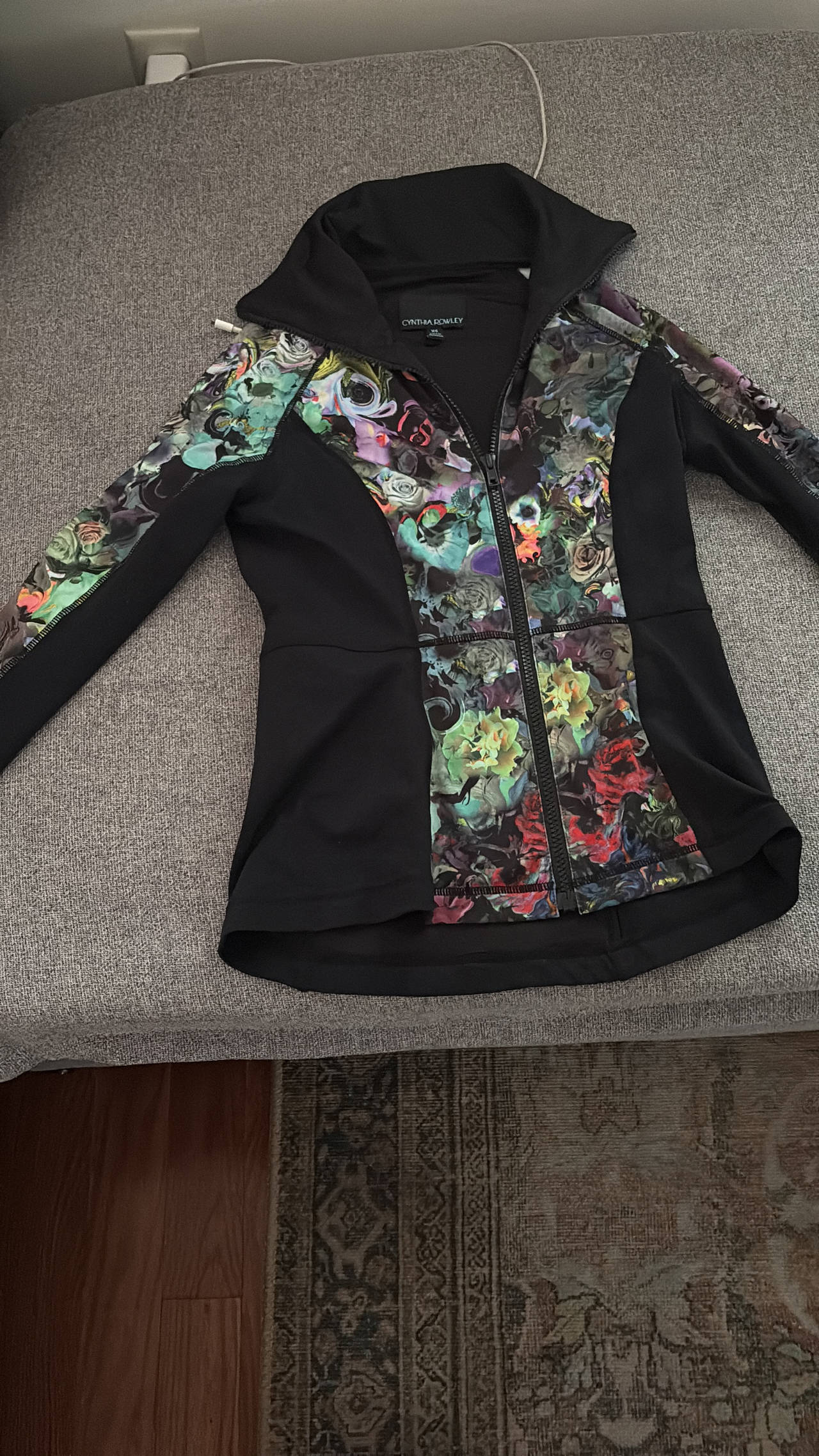 Cynthia Rowley Floral Print Scuba Zip Up Jacket