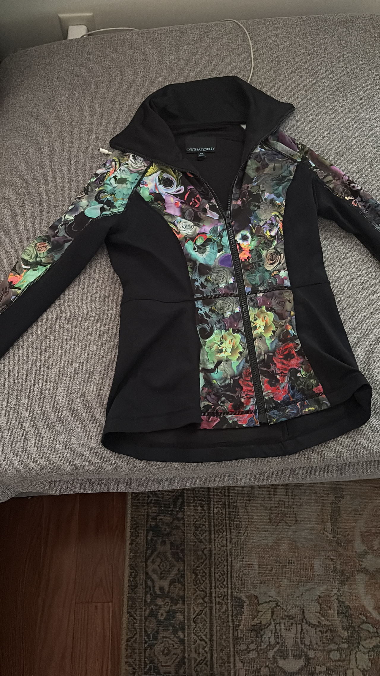 Cynthia Rowley Floral Print Scuba Zip Up Jacket