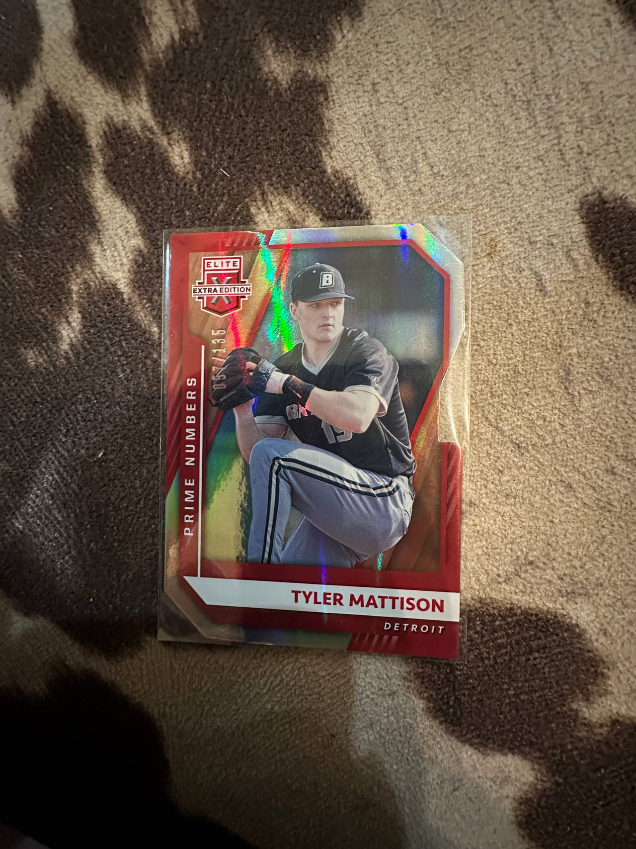 2022 Panini Elite Extra Edition Prime Numbers Tyler Mattison Baseball Card