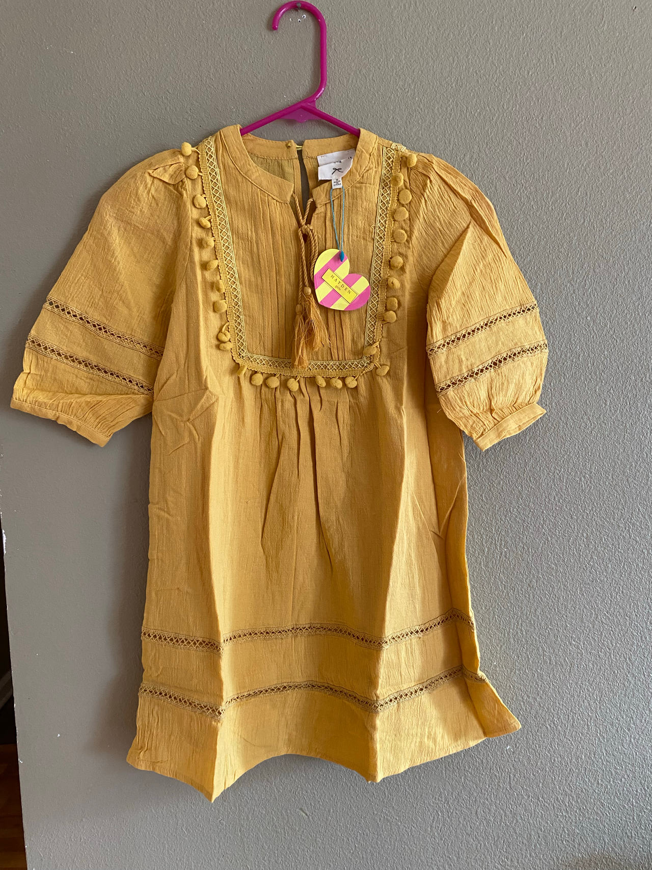 Hayden Los Angeles Kids Yellow Pom Pom Dress