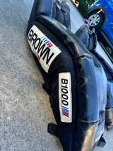 BODDAM Leather Canvas Goalie Pads Senior Black & White - Image 4