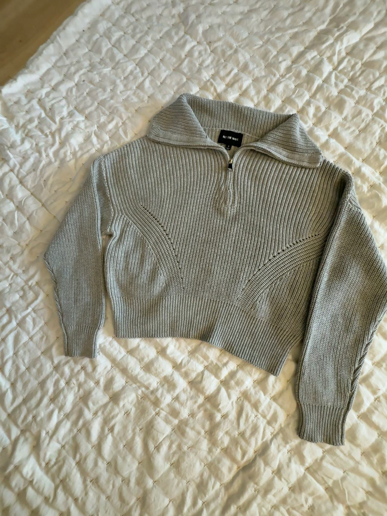 All the Ways Cropped Quarter Zip Sweater Grey: S