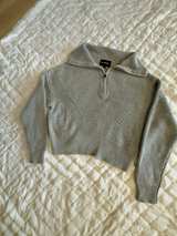 All the Ways Cropped Quarter Zip Sweater Grey: S - Image 1