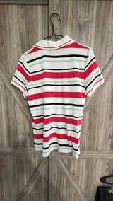 Tommy Hilfiger Women's Striped V-Neck Polo Shirt size Medium - Image 3