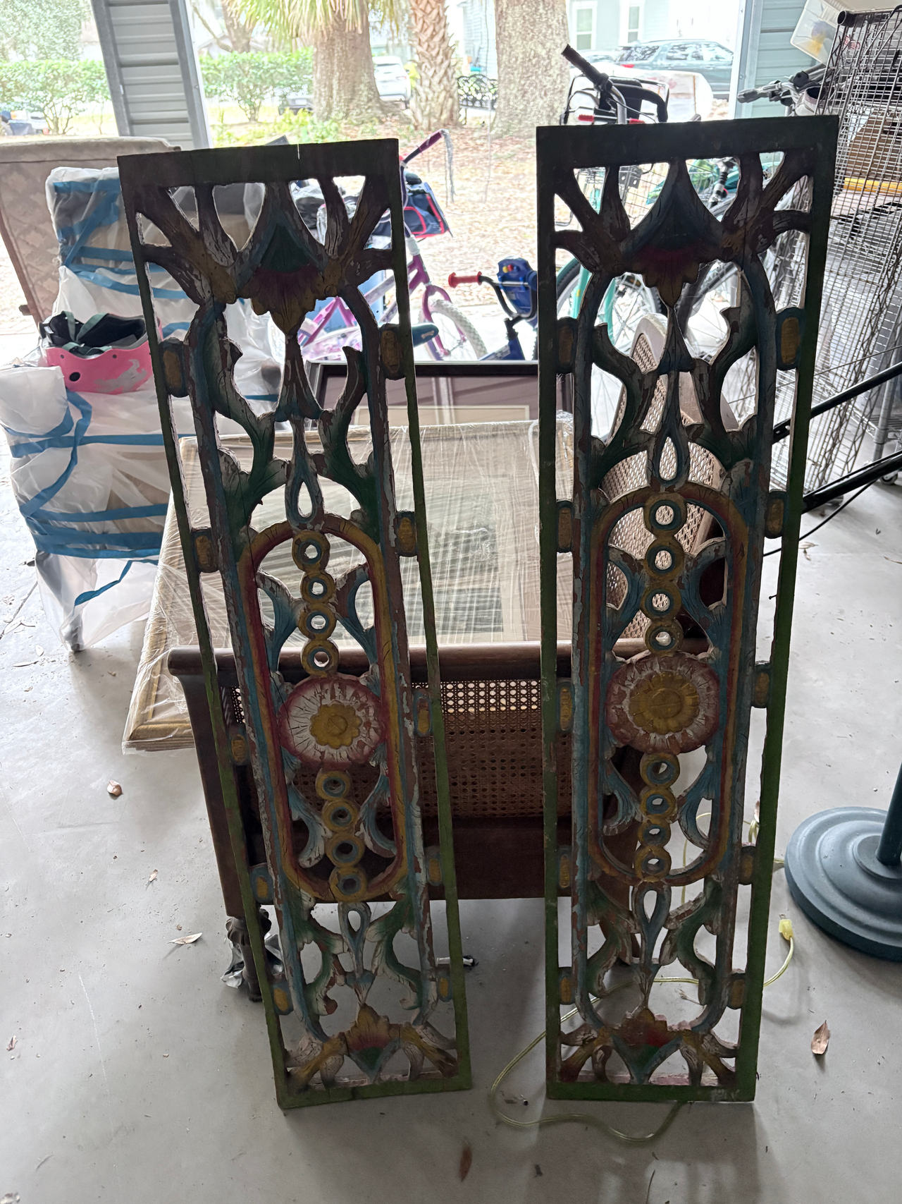 Vintage Hand-Carved Wooden Wall Panels