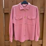 Hippie Rose Shirt Women’s Size M Button Down Long Sleeve Ribbed Blush Pink  - Image 1