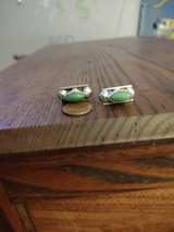 Vintage Sterling Silver Green Turquoise Screw Back Earrings - Image 3