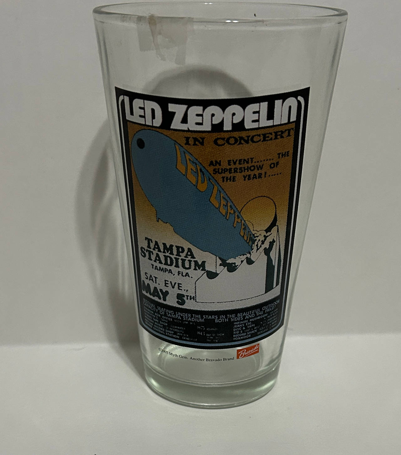 Led Zeppelin Tampa Stadium 1973 Concert Pint Glass