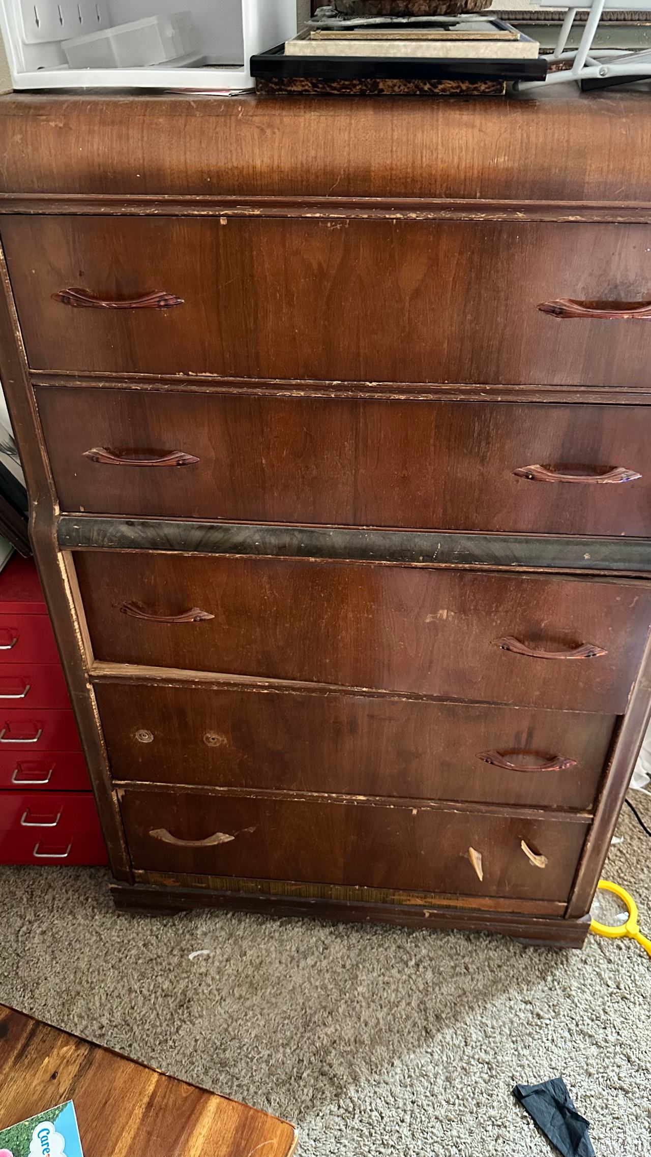 Vintage Waterfall Art Deco 5-Drawer Dresser Project