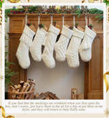 STEO SPCE 6 Pack Vintage Knit Christmas Stockings – White Beige Apricot Rustic - Image 5