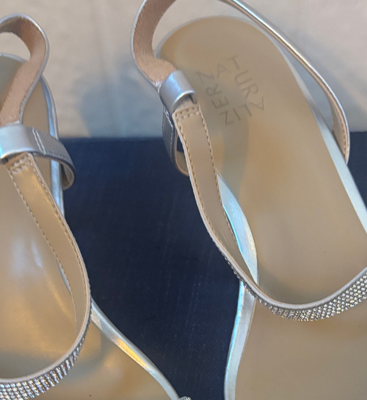 Naturalizer Silver Rhinestone Slingback Heels