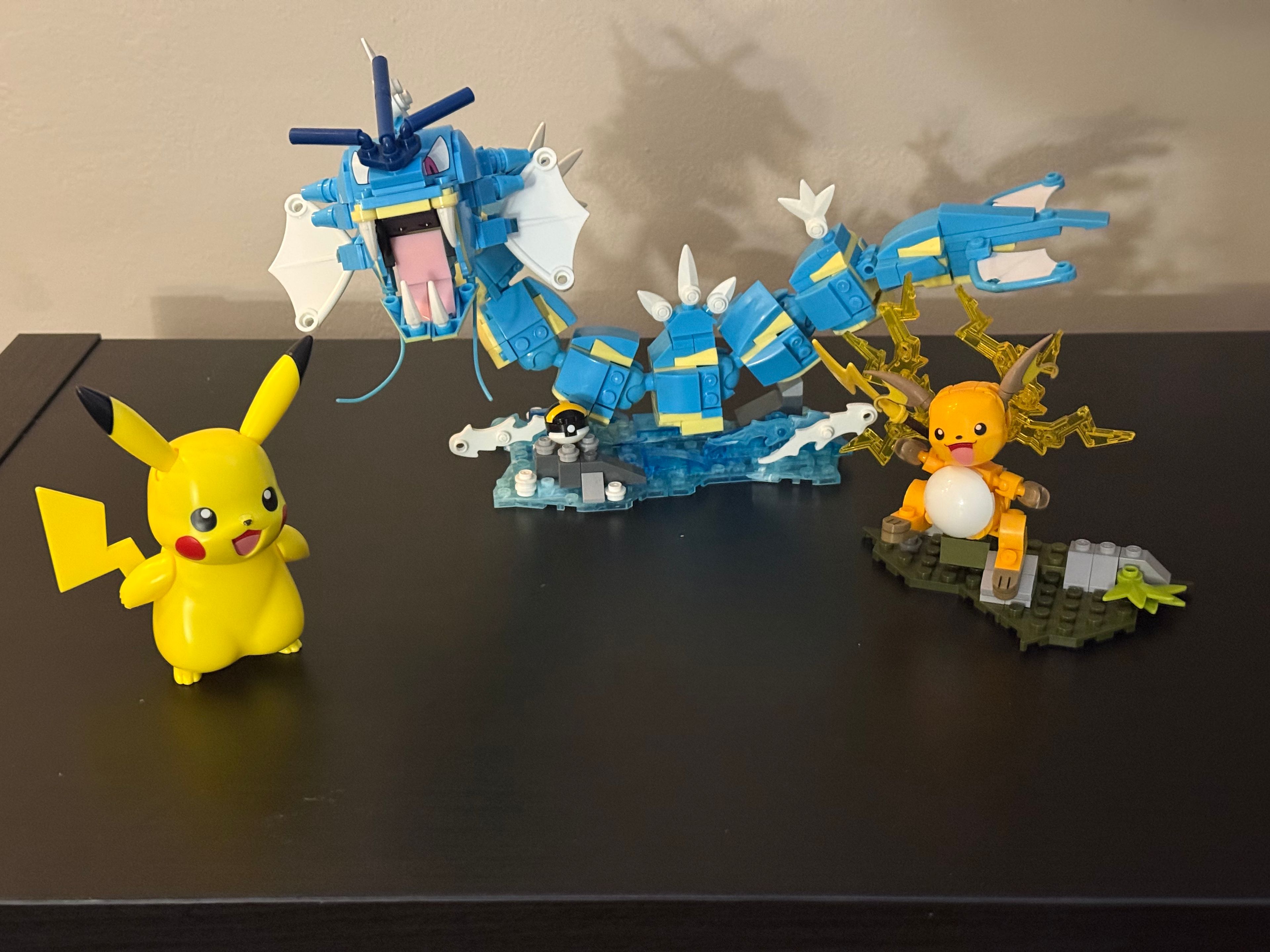 Mega Construx Pokémon Gyarados, Pikachu, and Raichu Building Sets