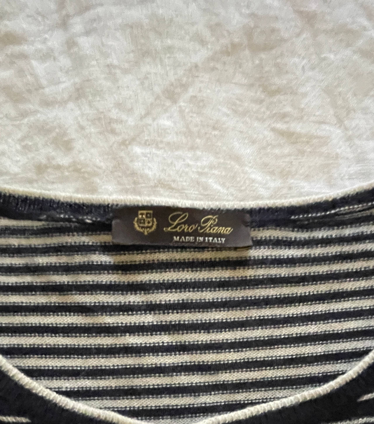 Loro Piana Striped Cashmere Short Sleeve Sweater