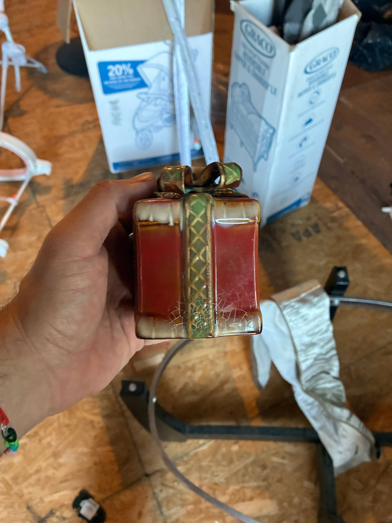 Ceramic Christmas Present Figurine candle holder