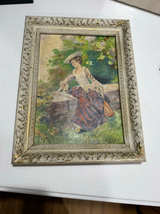 L. Carter Signed Victorian Lady Oil Painting - Image 1