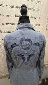 Guess Blue Eyelet shirt: XS - Image 5