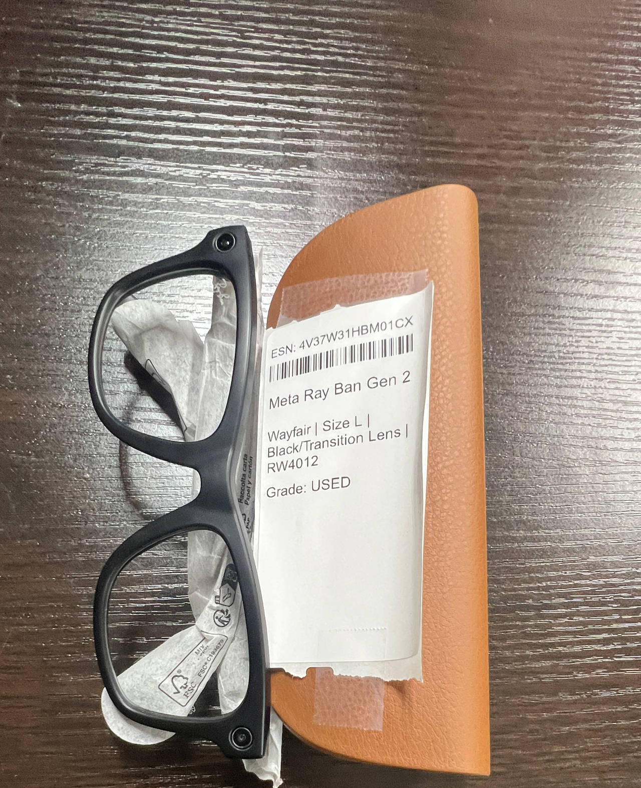 Ray-Ban Meta Wayfarer Smart Glasses Gen 2 Black Transition Lens Size L