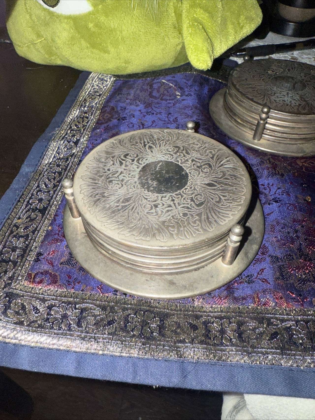 Vintage Metal Coaster Set