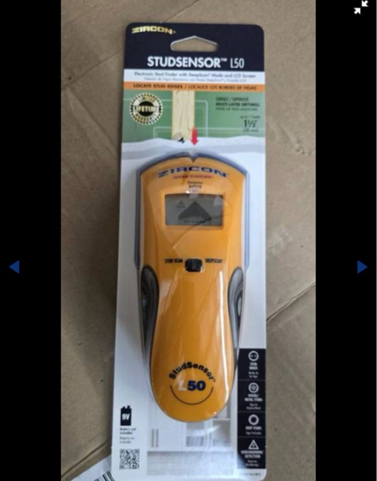 Zircon StudSensor HD55 Yellow 1.5" Scan Depth Stud Finder
