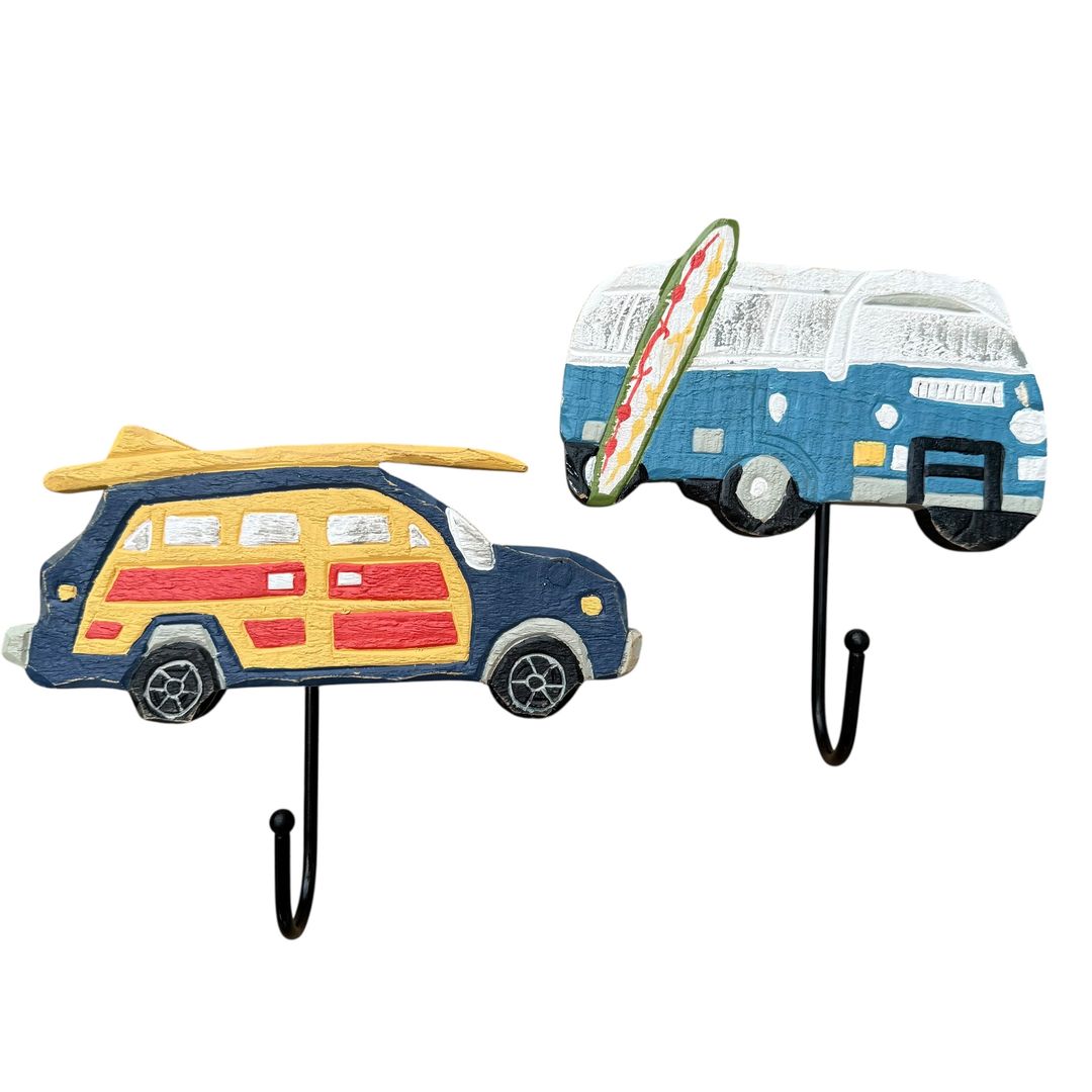 Wall Hooks Surf Car Van Wooden Kids Beach Decor 