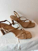 Lulus Emmalee Sand Strappy Heels size 8 NEW - Image 1