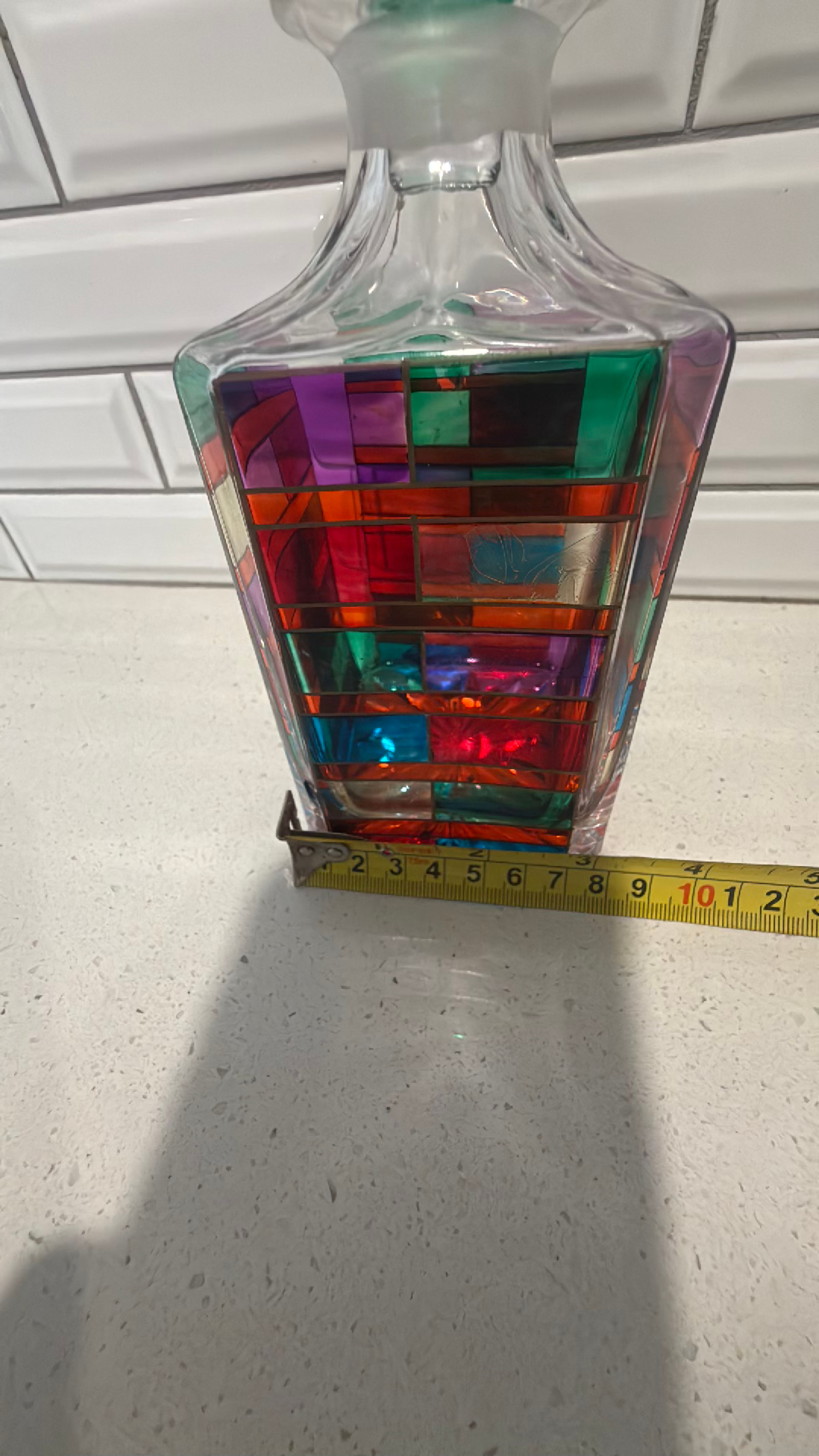 Murano Scaleno Hand-Painted Italian Crystal Whiskey Decanter - Image 6