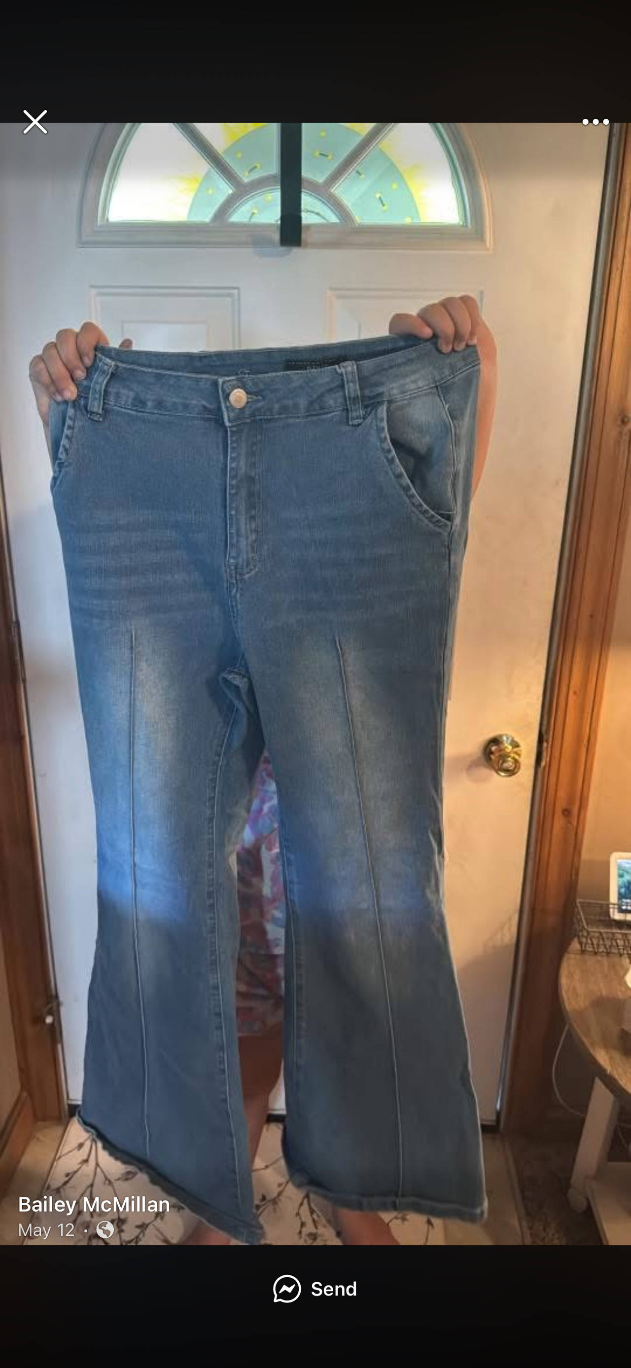 Women's Light Wash Flare Jeans with Front Seam Detail