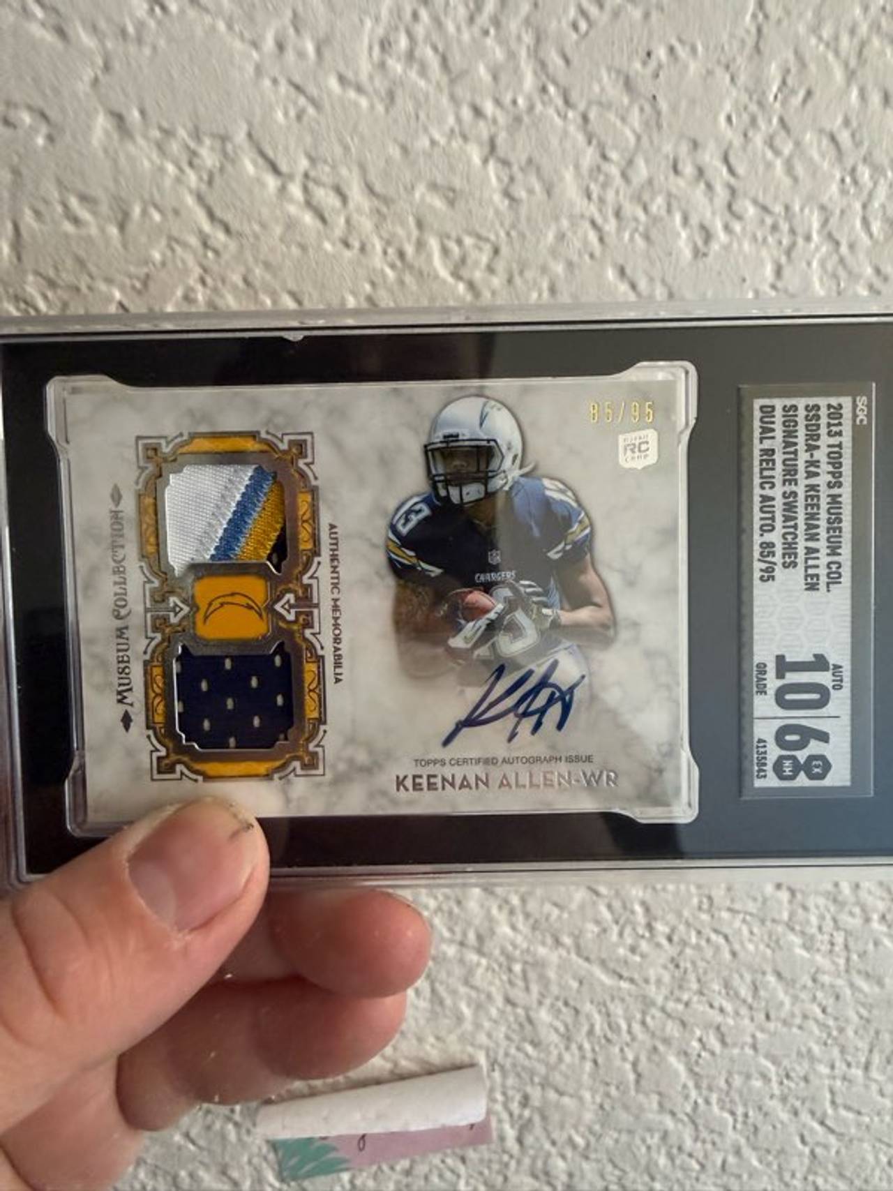 2013 Topps Museum Collection Keenan Allen Dual Relic Auto Rookie Card /95 SGC 6/10