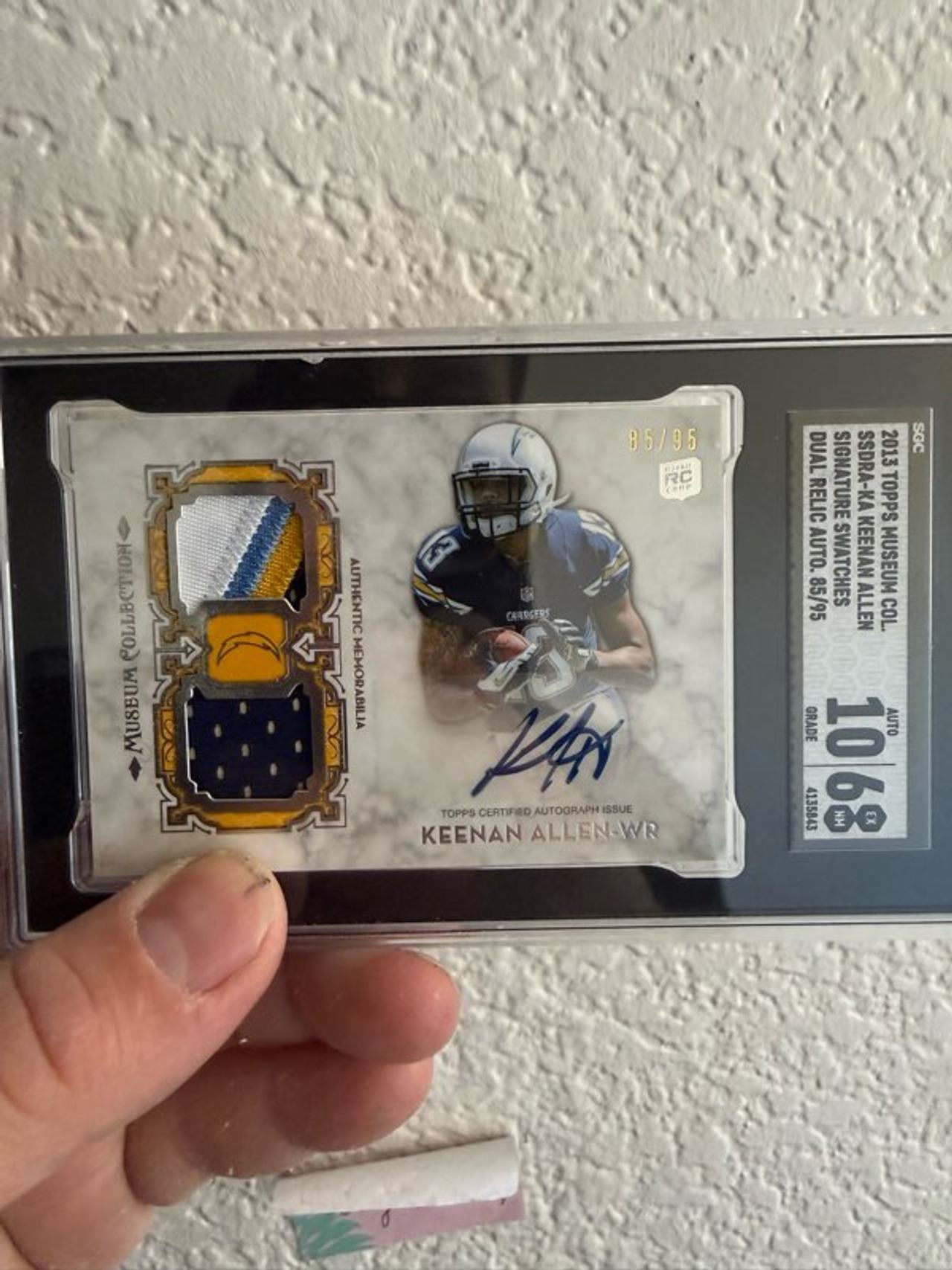2013 Topps Museum Collection Keenan Allen Dual Relic Auto Rookie Card /95 SGC 6/10