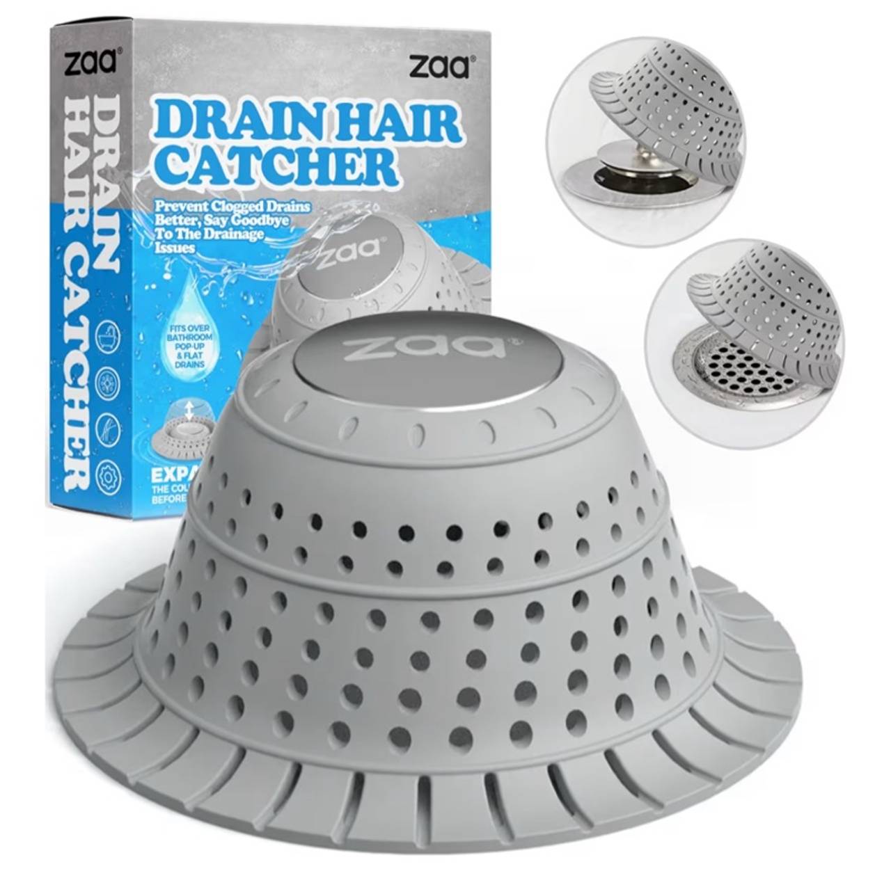 zaa Bathtub Drain Hair Catcher, Premium Silicone Shower Hair Catcher, 1Pack