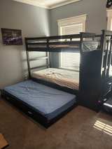 Espresso Twin Over Twin Wood Bunk Bed with Trundle and Storage Staircase - Image 1