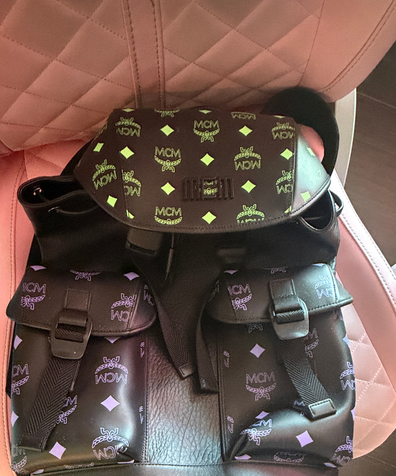MCM Stark Backpack Visetos Black Neon Multi-Color
