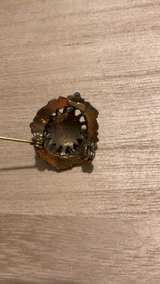 Vintage Gold-Tone Green Rhinestone Brooch - Image 3